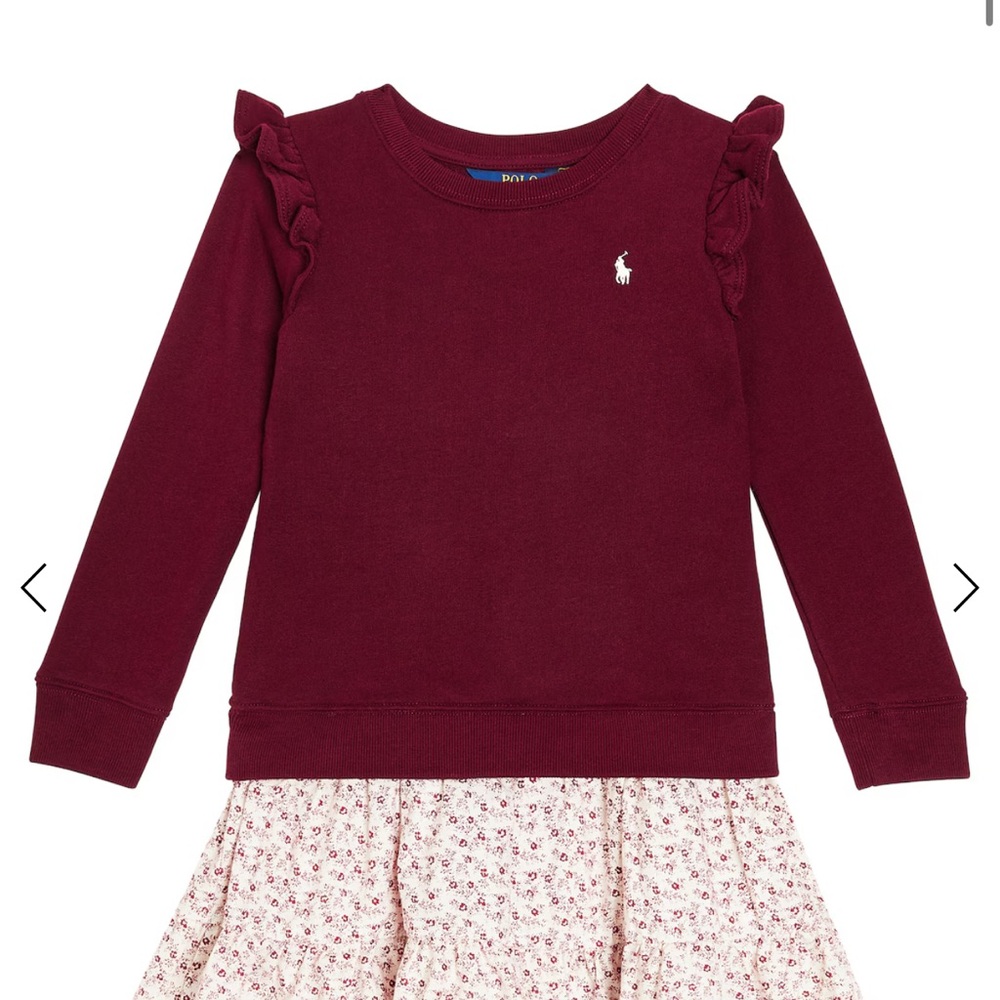 NWT Polo Ralph Lauren Maroon Kids Sweatshirt with Ruffle Details